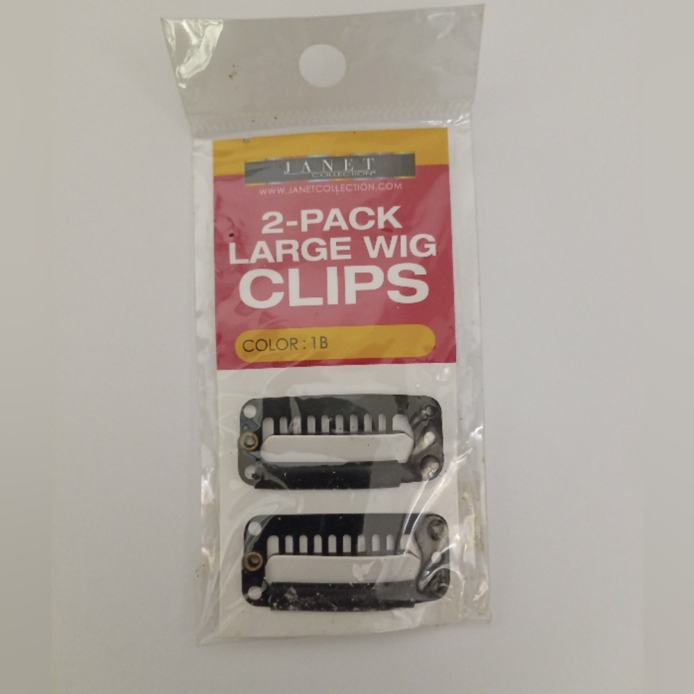 Janet Collection Large Wig Clips 2-Pack Colour 1B Black New